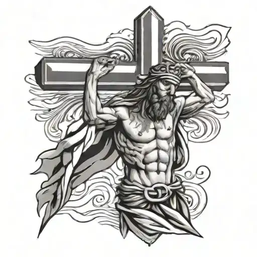 Croatian flag and Jesus carrying the cross tattoo design idea