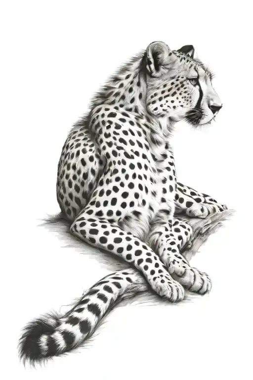 cheetah sitting alone tattoo design idea