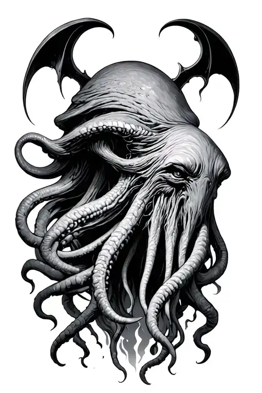 Cthulhu & elder sing somewhere tattoo design idea