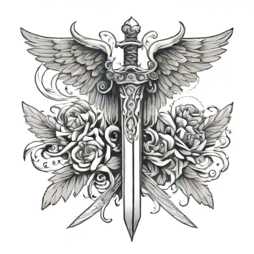 Sword With Angel Wings tattoo design idea