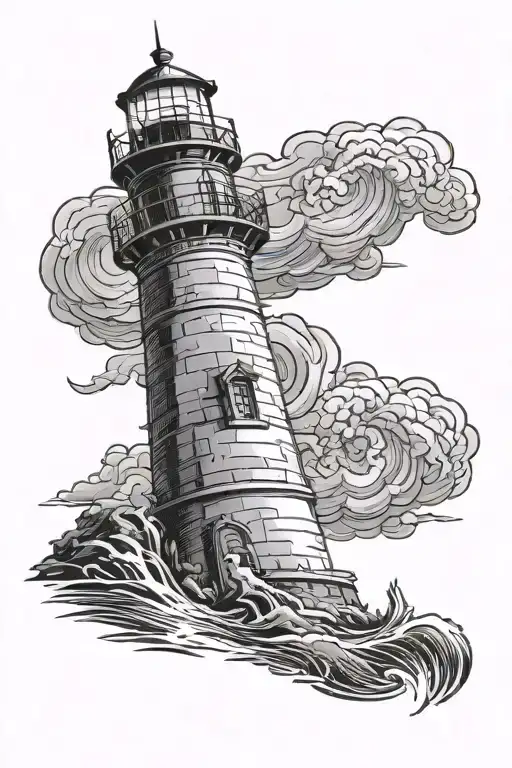 lighthouse guiding tattoo design idea