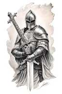 Knight holding a Sword tattoo design idea