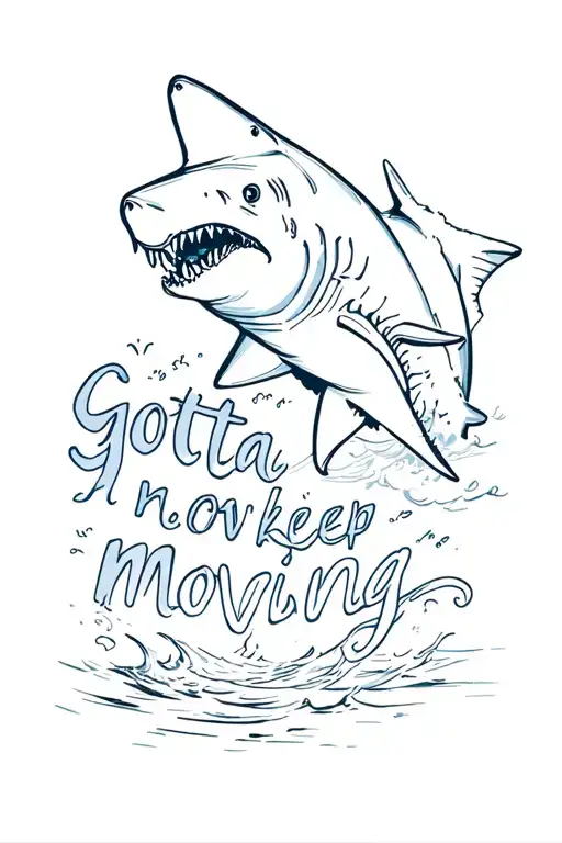 shark swimming with the saying gotta keep moving  tattoo design idea