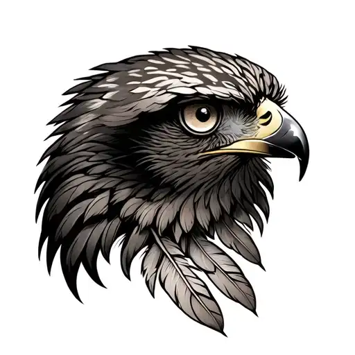 hawk, eye of horus, egyptian, feather of truth tattoo design idea