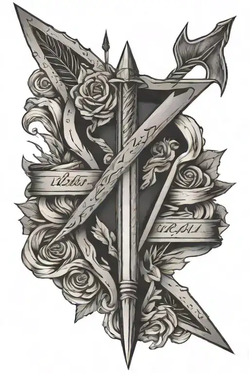 arrow with words hidden within tattoo design idea