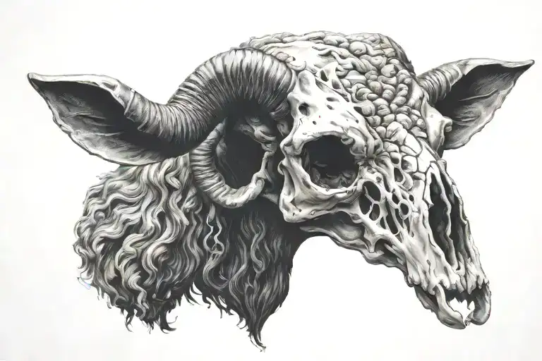 black sheep skull tattoo design idea