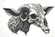 black sheep skull tattoo design idea