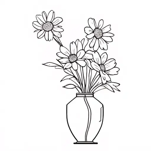 broken vase with flowers, fine line tattoo, less flowers, minimalist tattoo design idea
