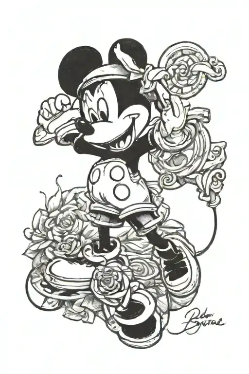 Mickey Mouse and Beyoncé performing tattoo design idea