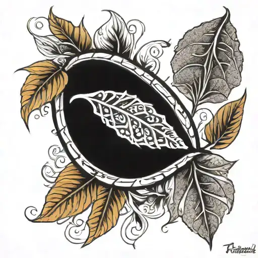 fingerprint and gingo leaf tattoo design idea