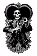 mariachi decorations a skeleton playing the trumpet tattoo design idea