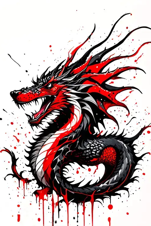 dragon in wolf tattoo design idea
