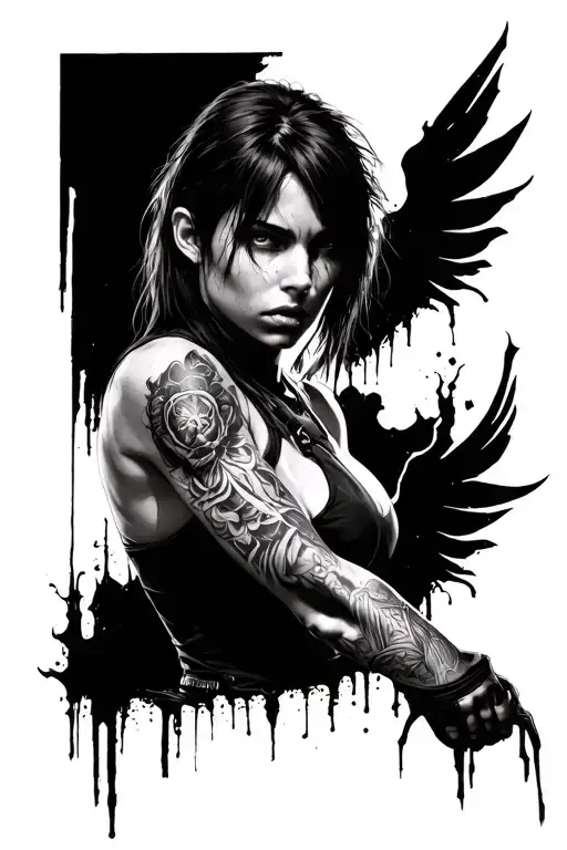 resident evil saga full arm starring jill valentine tattoo design idea
