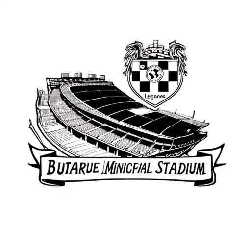 Create a tattoo on your forearm. I want the CD Leganes crest at the top, the Butarque Municipal Stadium in the middle, s tattoo design idea