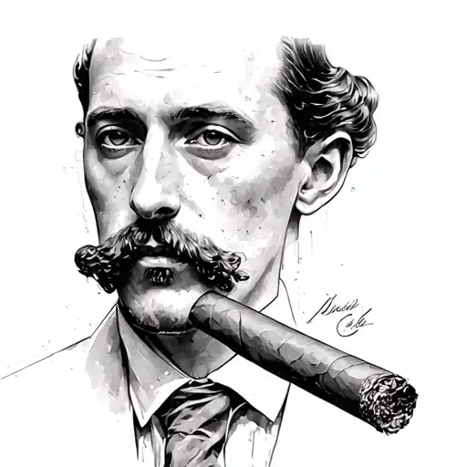 cigar and painter Gustav Klimt tattoo design idea