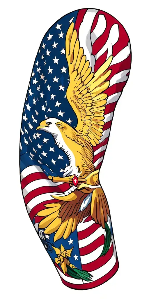 Air Force, religious, patriotic arm sleeve tattoo design idea