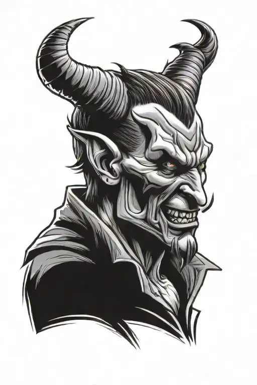 devil whispering into the ear tattoo design idea