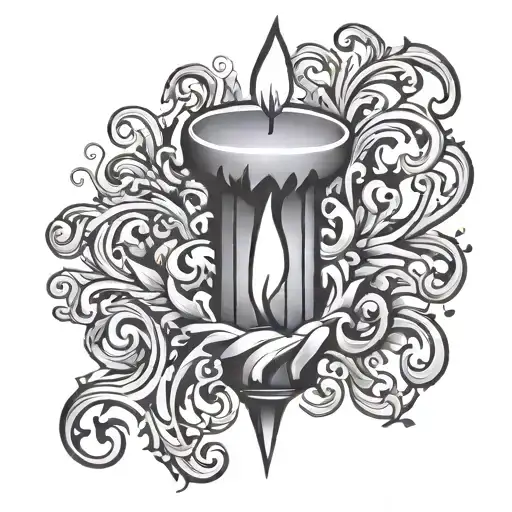 candle with semicolon flame tattoo design idea