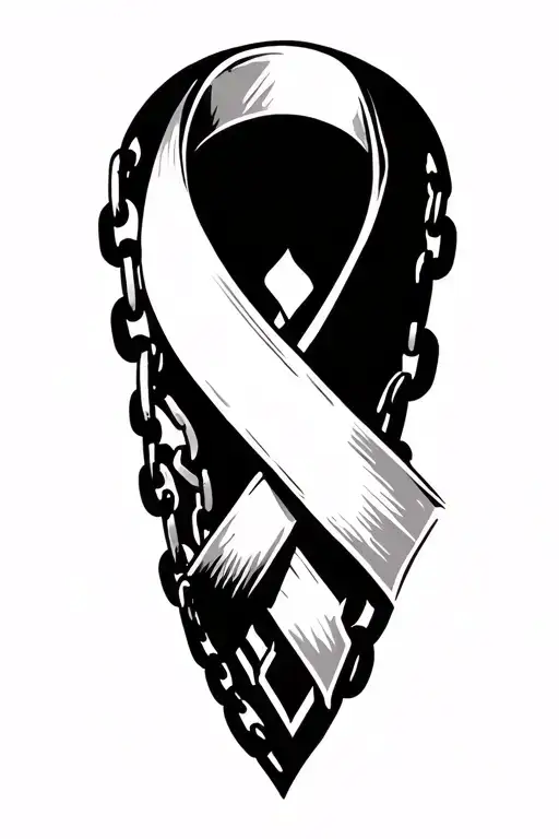 breast cancer ribbon turning into broken chain  tattoo design idea