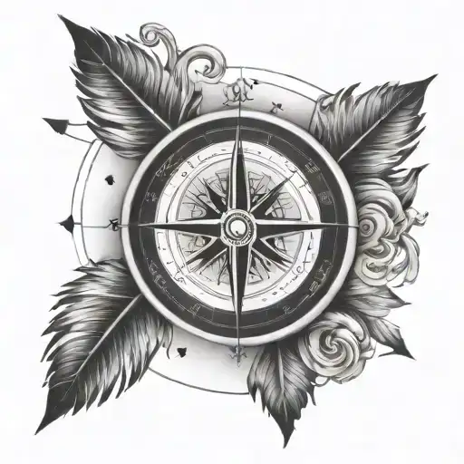 Imagine that the compass is placed in the center of the tattoo, the arrow pointing forward to indicate the direction tattoo design idea