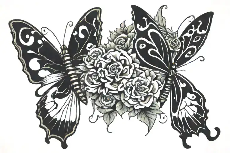Comma Butterfly and Medusa head tattoo design idea