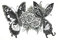 Comma Butterfly and Medusa head tattoo design idea