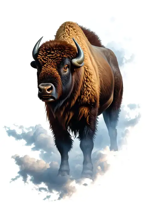 bison facing storm clouds tattoo design idea