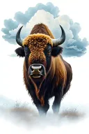 bison facing storm clouds tattoo design idea