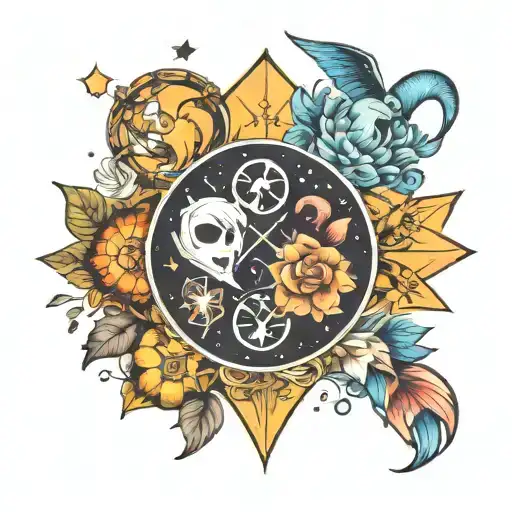 combined zodiac signs Virgo,leo,Cancer,Gemini tattoo design idea