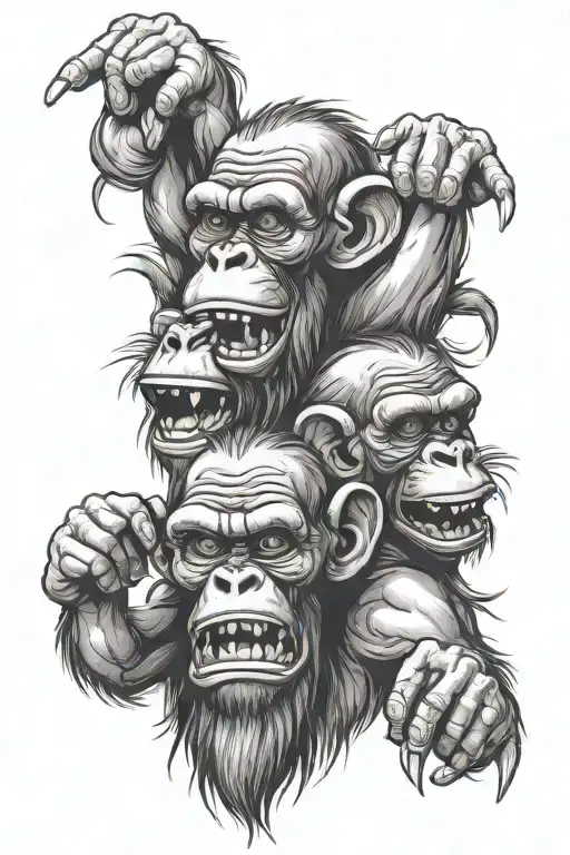 3 wise monkeys. See no evil, hear no evil, speak no evil tattoo design idea