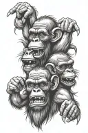 3 wise monkeys. See no evil, hear no evil, speak no evil tattoo design idea