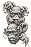 3 wise monkeys. See no evil, hear no evil, speak no evil tattoo design idea