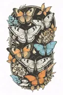 moths and full moon shining tattoo design idea