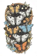 moths and full moon shining tattoo design idea