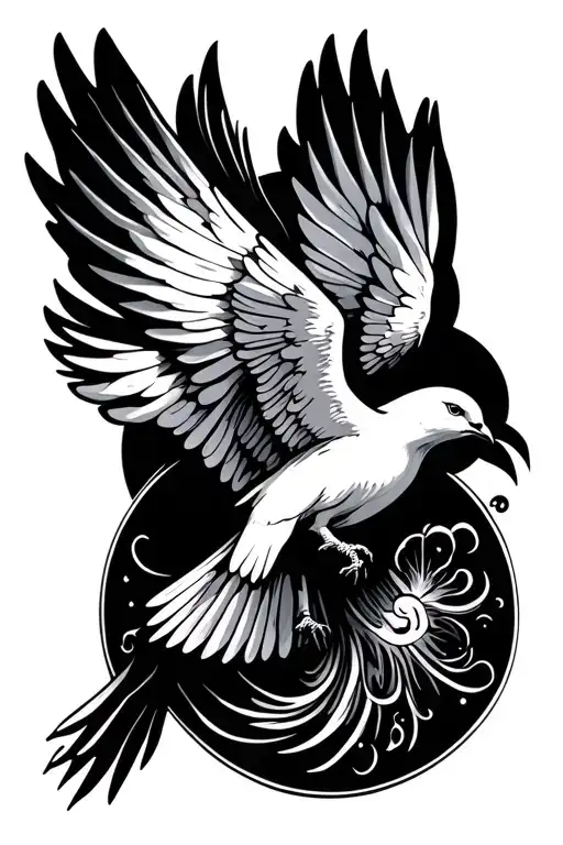 dove flying to heaven tattoo design idea