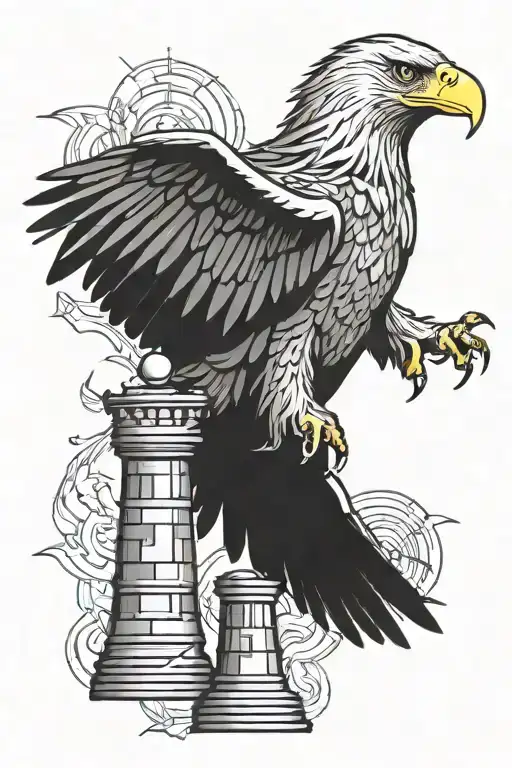rook chess piece, bald eagle, journey to the top  tattoo design idea