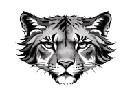 eye of a cougar and the other eye of a lion head tattoo design idea