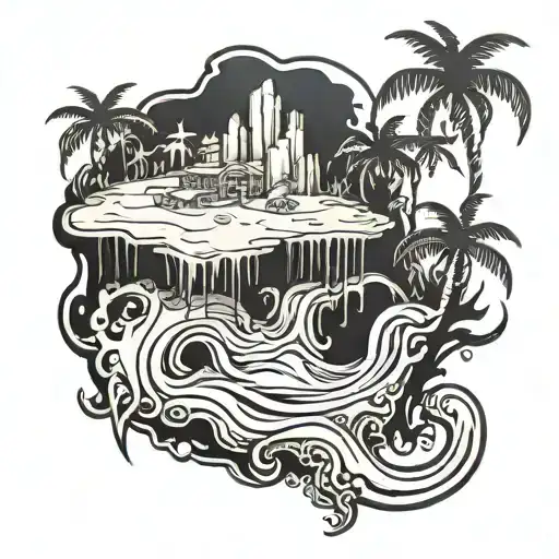 island outline sand tattoo design idea