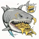 down syndrome shark eating a grilled cheese sandwich tattoo design idea