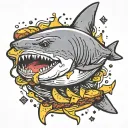 down syndrome shark eating a grilled cheese sandwich tattoo design idea