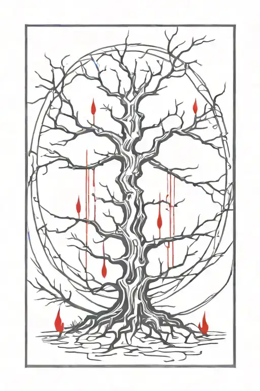 cursed, cyber sigilism tatto, bloody tree, tattoo design idea