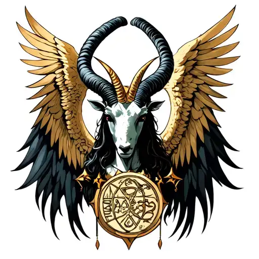 arcangel uriel with capricorn zodiac sign tattoo design idea