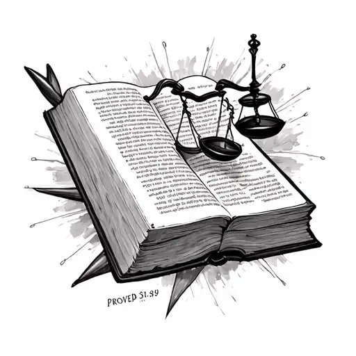 Bible Scripture Proverbs 31:8-9 mixing law and Christianity together tattoo design idea