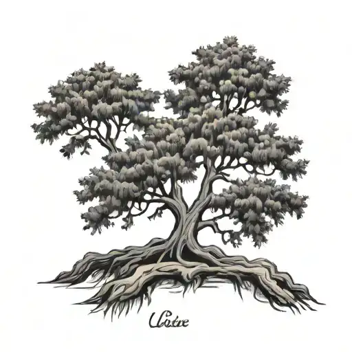 narrow tall bald cypress tree tattoo outline tattoo design idea