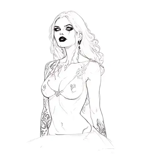 a sexy vampire woman tattoo design idea