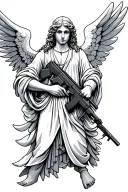guardian angel holding ak 47 tattoo design idea