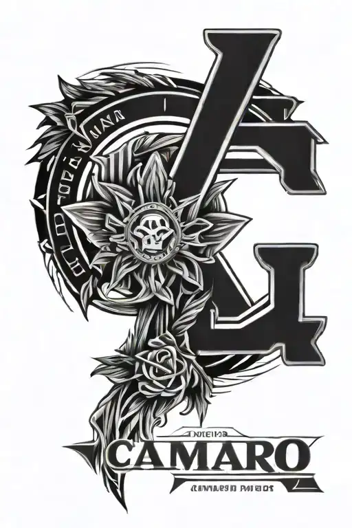 roman numeral date 12 march 2021 camaro outline tattoo design idea