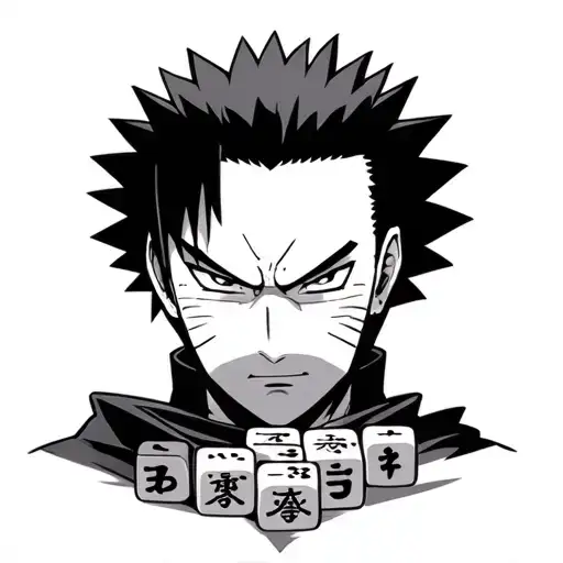Design a tattoo of shikamaru from naruto playing mah jong tattoo design idea