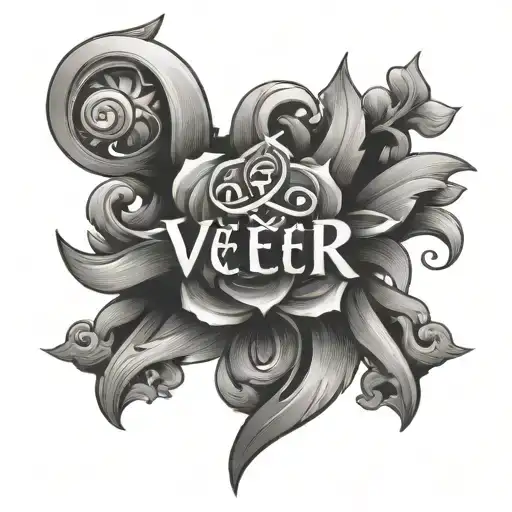 Veer in hindi written tattoo design idea