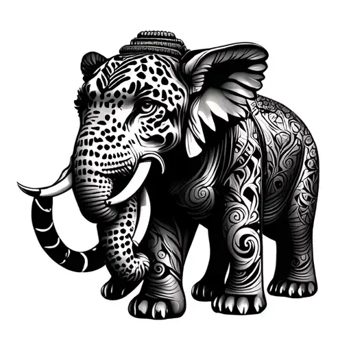 sri lankan leopard, elephant and buddha - all combined, but buddha is prevalent and the biggest tattoo design idea